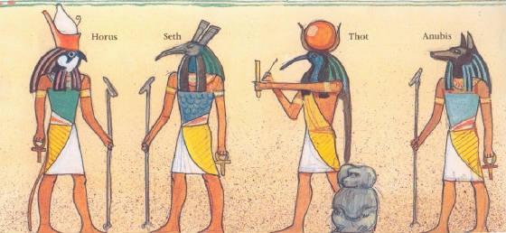 Billede af : Horus, Seth, Thot, Anubis