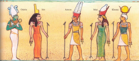 Billede af : Osiris, Isis, Amon, Mut, Khons